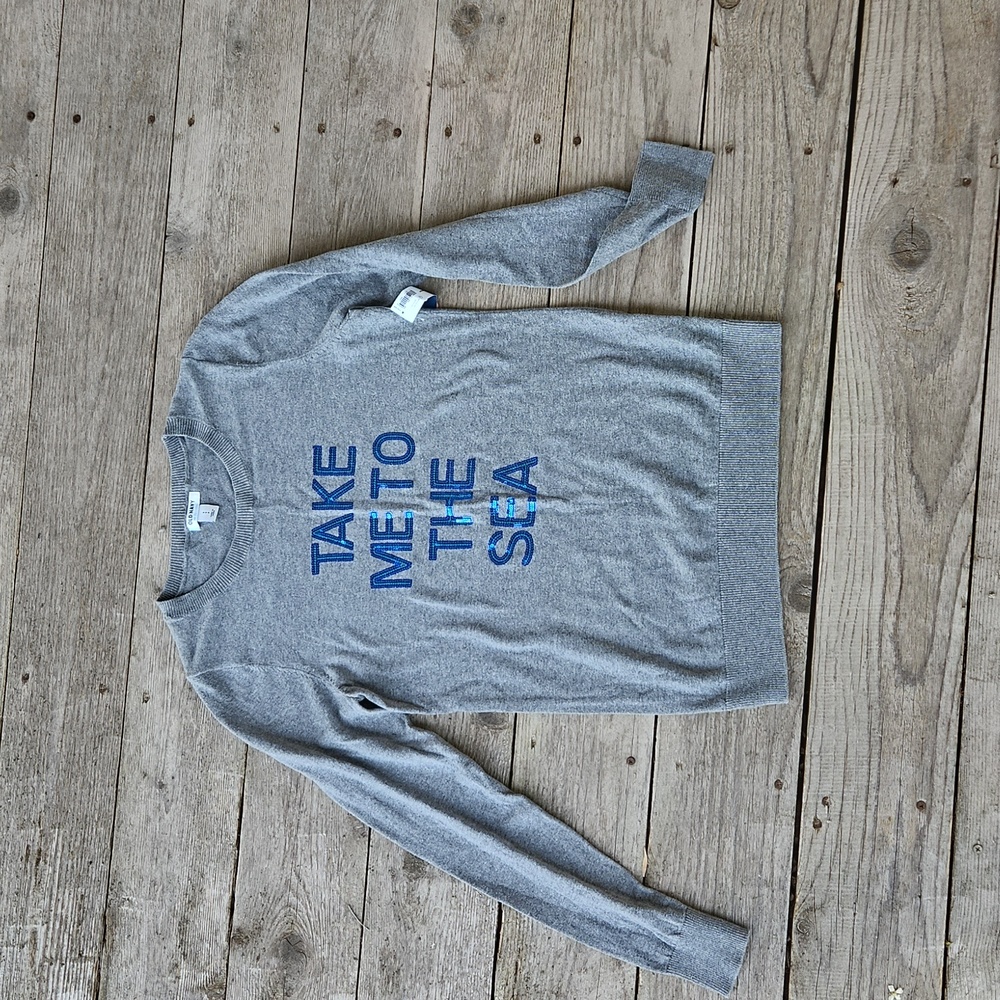 Old Navy NWT Grey & Blue Sequin Take Me to the Sea Sweater - Small